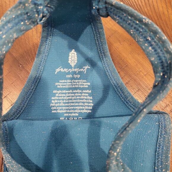 Free People Lurex Cropped Tank Blue XS/S - Picture 5 of 6